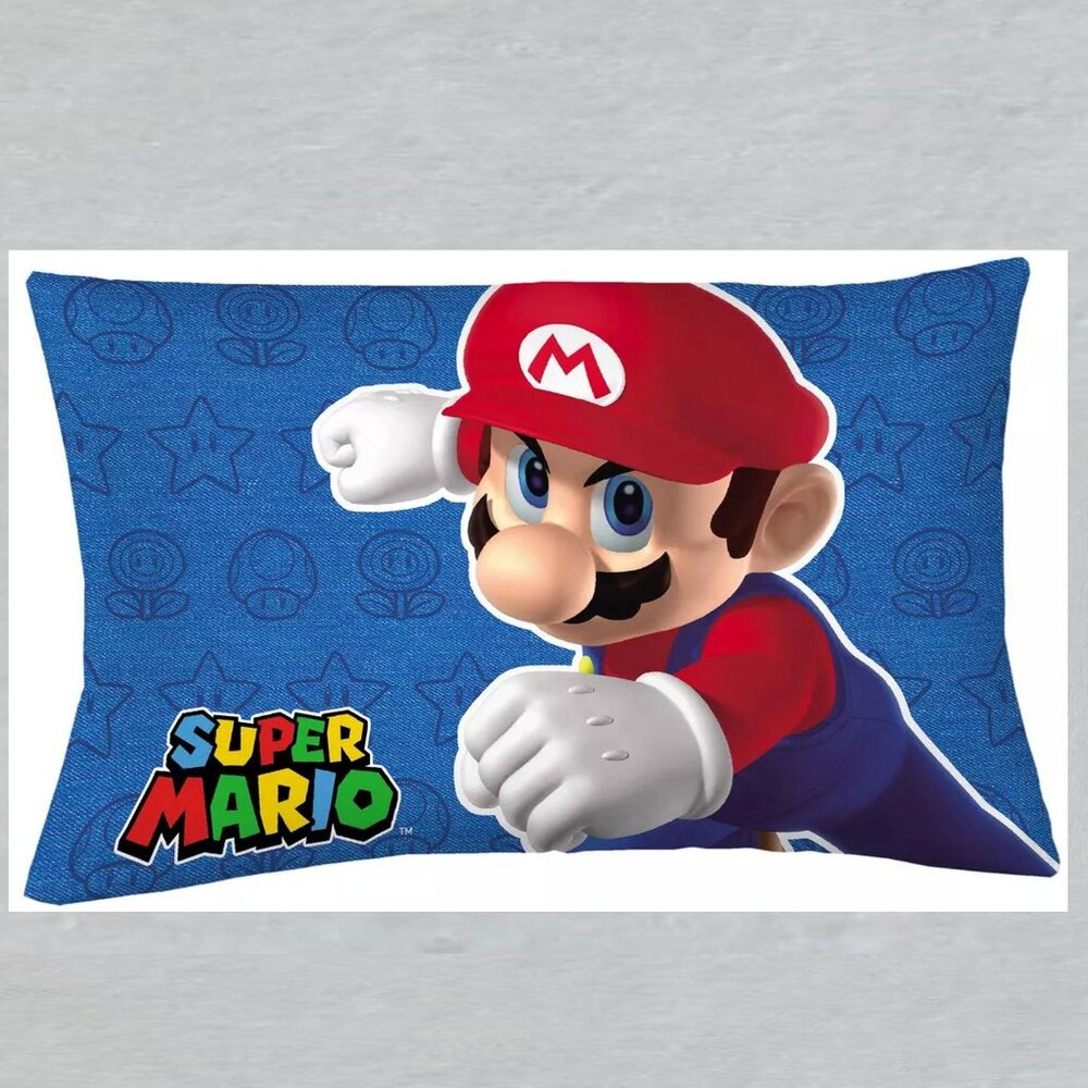 Super Mario Reversible Pillowcase Measures 20 x 30 inches